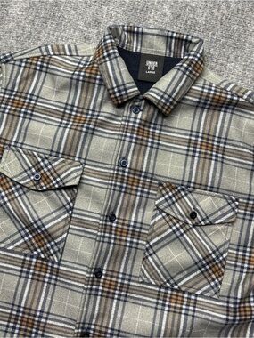 Under 510 Flannel Shirt Mens Large Gray Plaid Fleece Lined Long Sleeve City U510